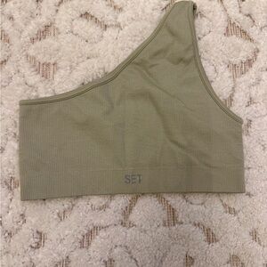 SET Active Olive One-Shoulder Top